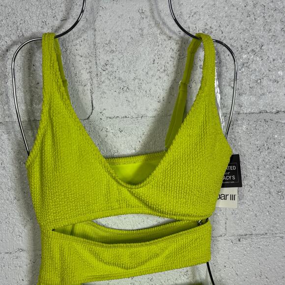 Bar III Women's Cut-Out One-Piece Swimsuit Sunny Lime XS $94 - Picture 4 of 12